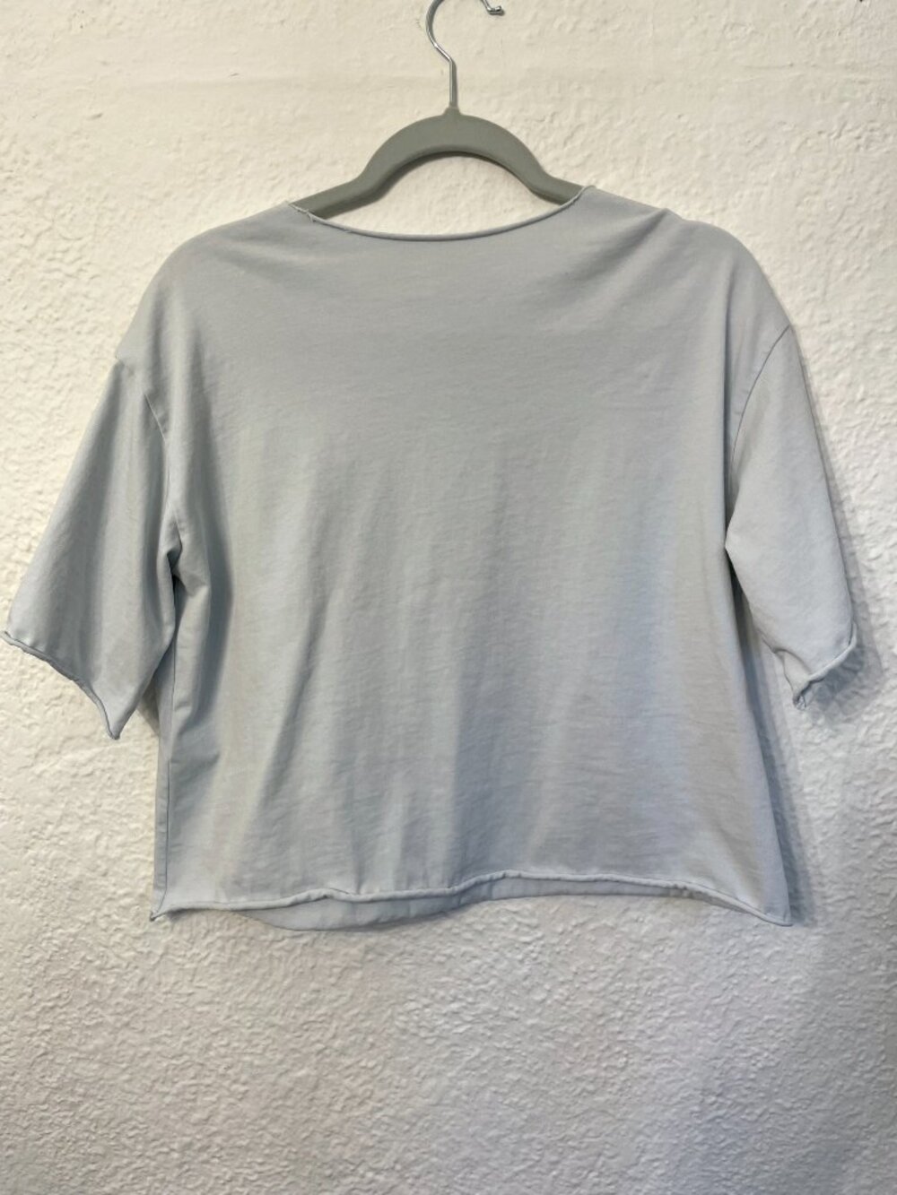 COS Relaxed-Fit Cropped T-Shirt Raw Edges 100% Cotton Scandi Minimalist Boxy Fit - Picture 3 of 12